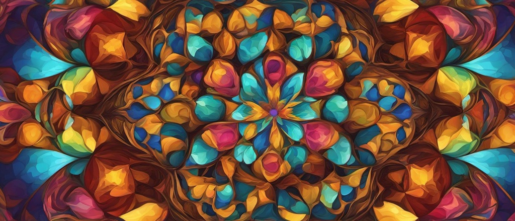 [vibrant liquid plasma] kaleidoscope of colors abstract vector fractal, Zentangle, 3d shading; [Painting, Art Nouveau] kaleidoscope of colors abstract vector fractal, 3d shading