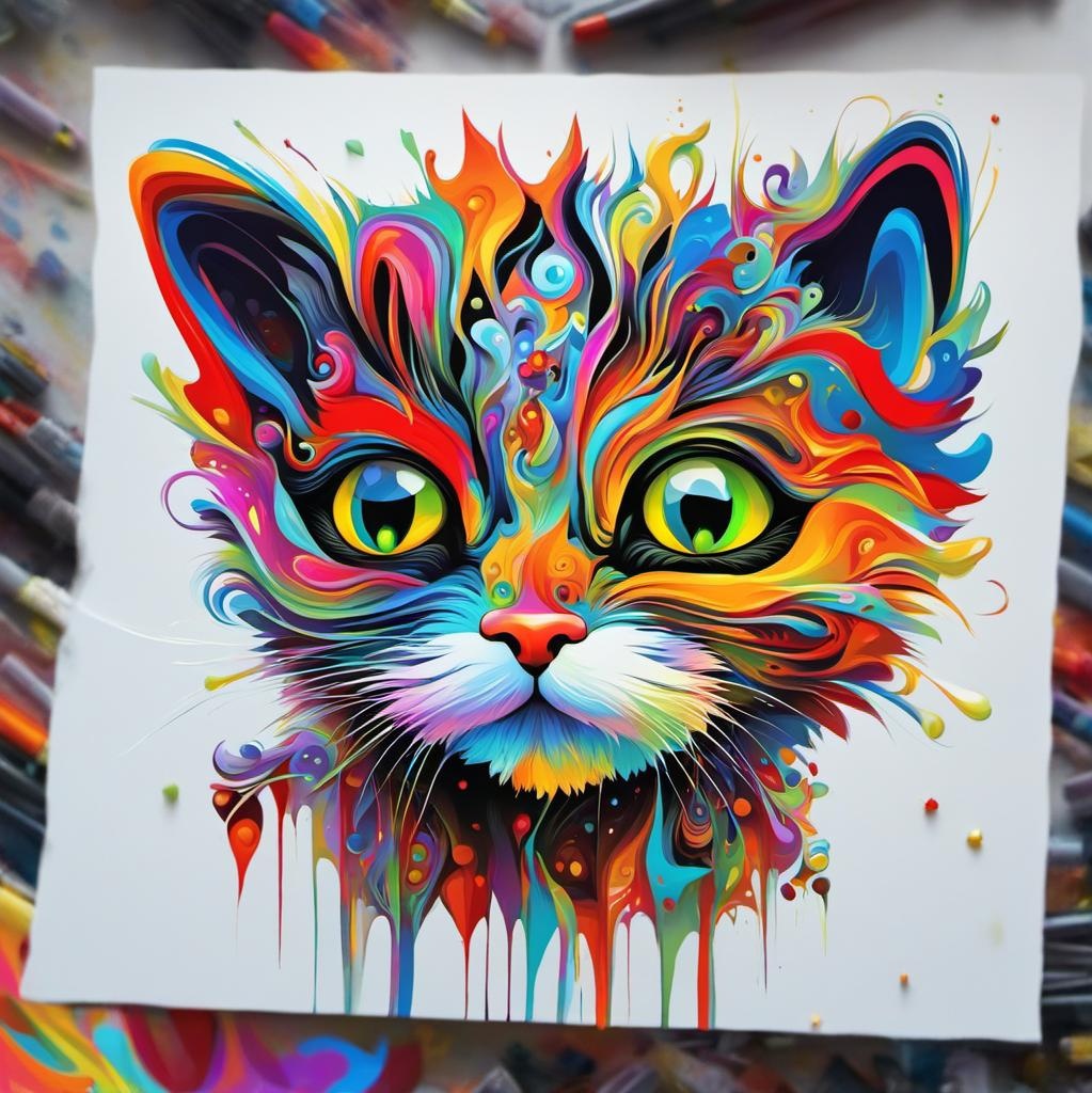 [Style of vector art, clip graphics] little Christmas Kitten, abstract vector fractal, wave function, Zentangle, 3d shading graffiti art, splash art, street art, spray paint, oil gouache melting, acrylic, high contrast, colorful polychromatic,