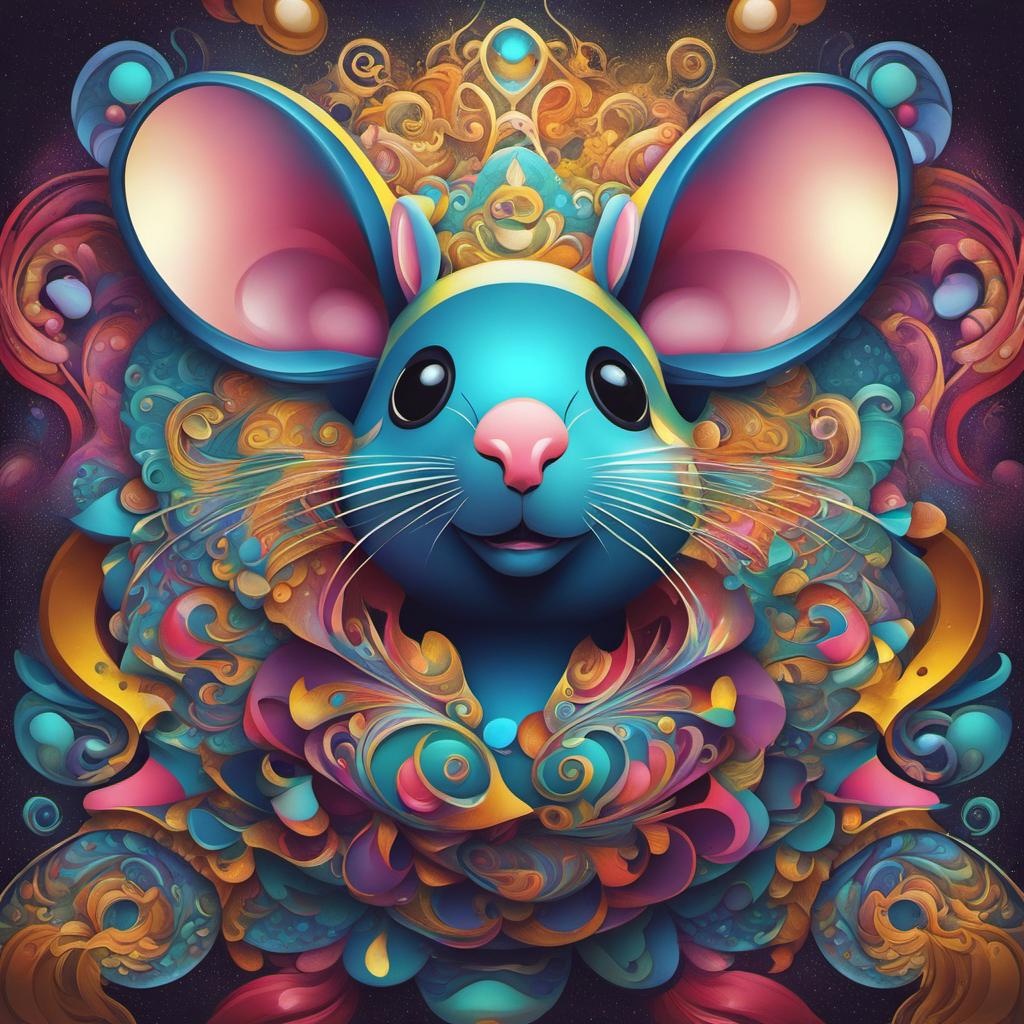 [Painting, Art Nouveau] little Christmas mouse, abstract vector fractal, wave function, Zentangle, 3d shading graffiti art, splash art, street art, spray paint, oil gouache melting, acrylic, high contrast, colorful polychromatic, ultra detailed, ultra quality, CGSociety