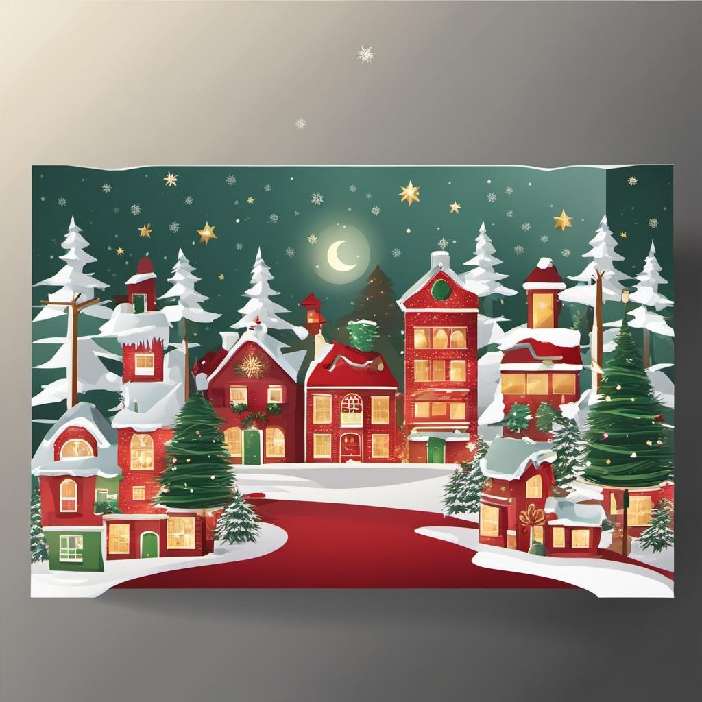 [Style of vector art, clip graphics] christmas greeting card mockup