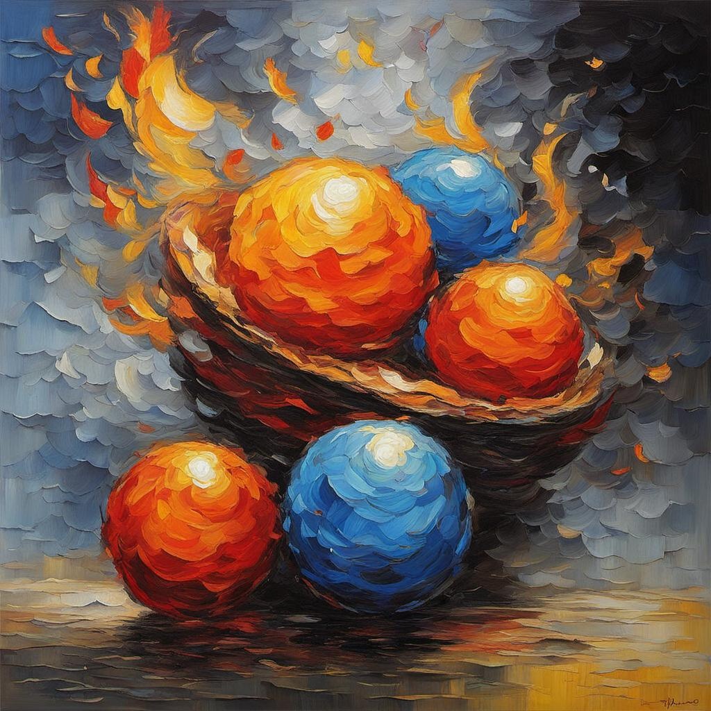 [Oil painting style, impasto, masterpiece] Goodness gracious, great balls of fire