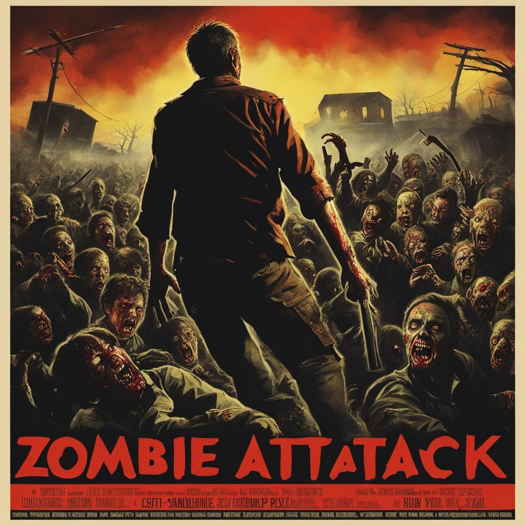 [Style of vector art, clip graphics] Zombie attack; [Style of movie poster] Zombie attack