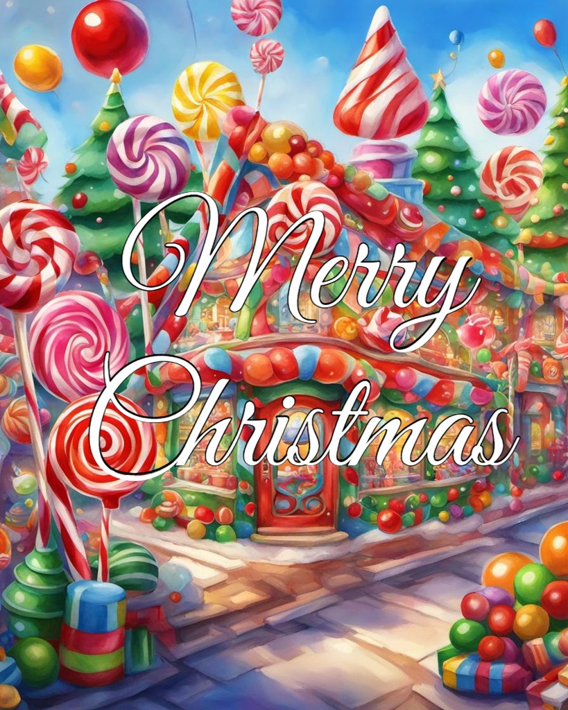 [Watercolor painting style, masterpiece] Christmas candy, elves holding lollipops, Christmas village, Candy art style! Whimsical playful colorful! candy!!! Candyland art!! “Hyperrealistic hyperdetailed highly detailed, digital illustration” postmodernism, artstation, poster art, dynamic lighting, cel-shaded, ray tracing reflections abstract vector fractal, wave function, Zentangle, 3d shading; Merry
Christmas