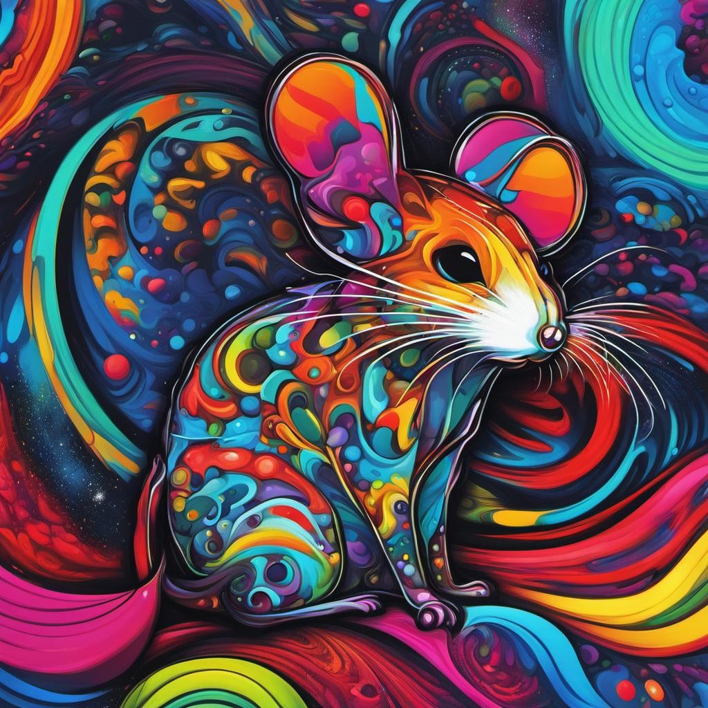 [Style of Neon Art] little Christmas mouse, abstract vector fractal, wave function, Zentangle, 3d shading graffiti art, splash art, street art, spray paint, oil gouache melting, acrylic, high contrast, colorful polychromatic,