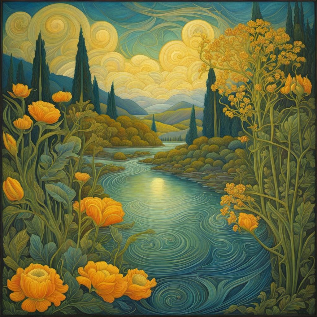 [Painting, Art Nouveau] Emily Balivet river