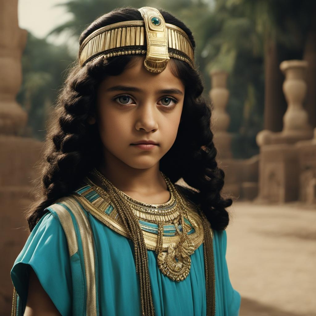 [Photography, raw, movie shot] Cleopatra at the age of 10 realistic photography