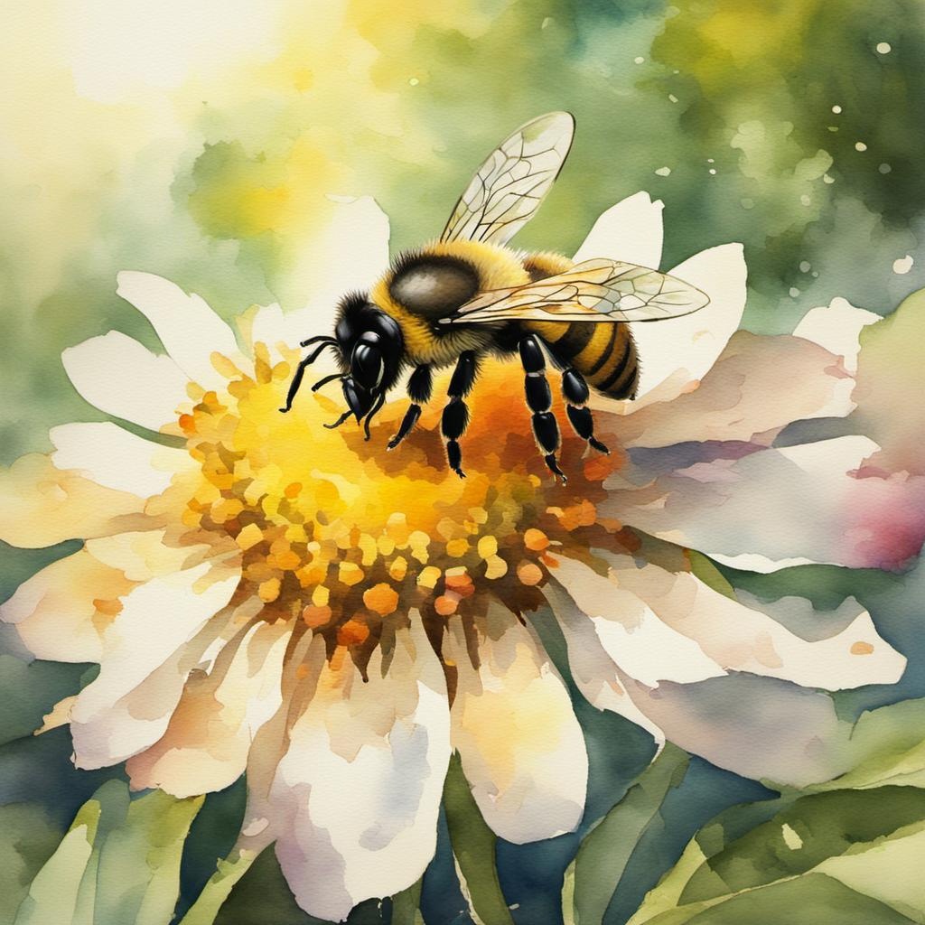 [Style of vintage illustration] Petite abeille au soleil; [Style of vintage illustration] Petite abeille au soleil; [Style of vintage illustration] Petite abeille au soleil; [Style of vintage illustration] Petite abeille au soleil; [Watercolor painting style, masterpiece] Petite abeille au soleil