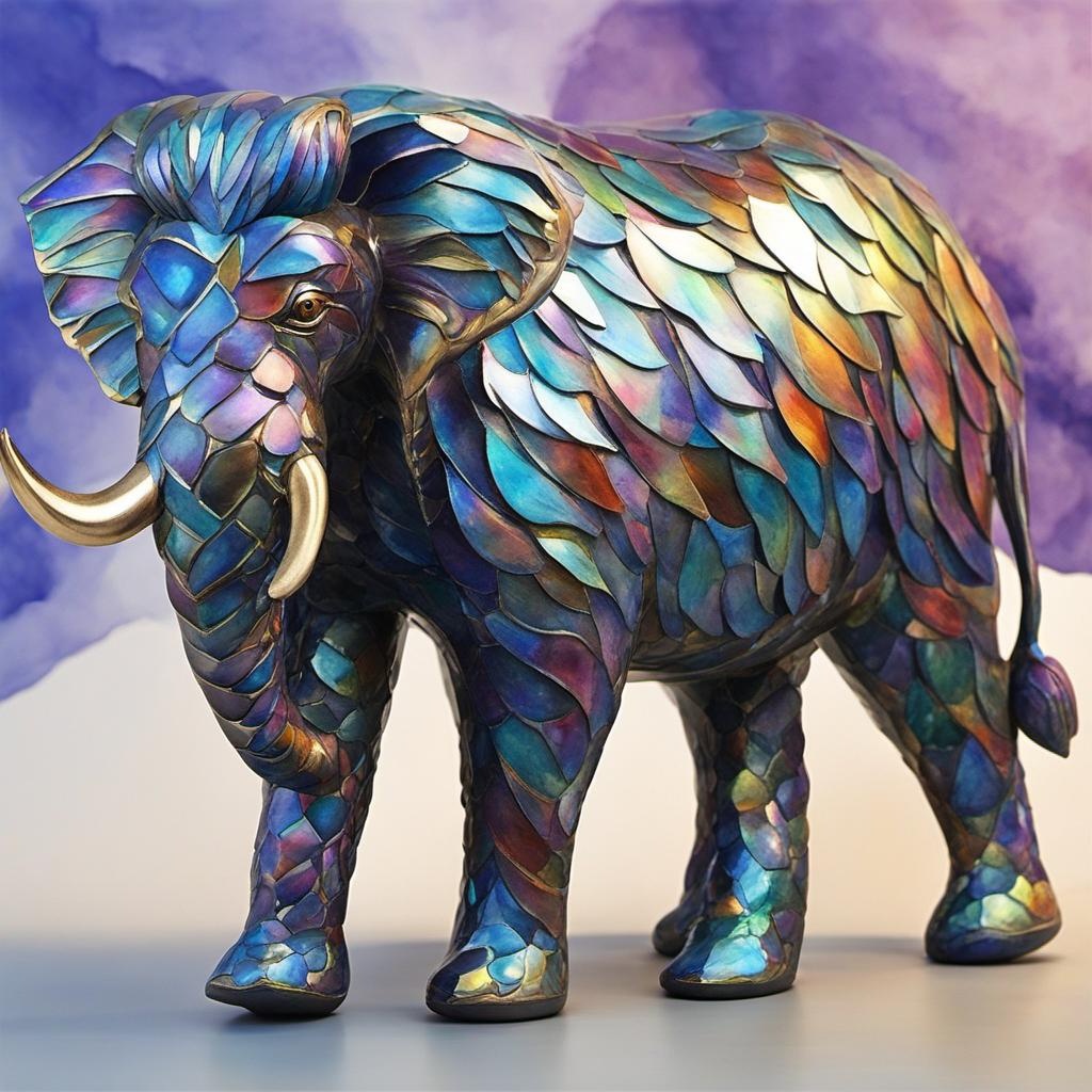 [Style of CG graphics, 3d rendering, blender] animal sculpture pebbled marbled iridescent; [vibrant liquid plasma] animal sculpture pebbled marbled iridescent; [Painting, Art Nouveau] animal sculpture pebbled marbled iridescent; [Watercolor painting style, masterpiece] animal sculpture pebbled marbled iridescent