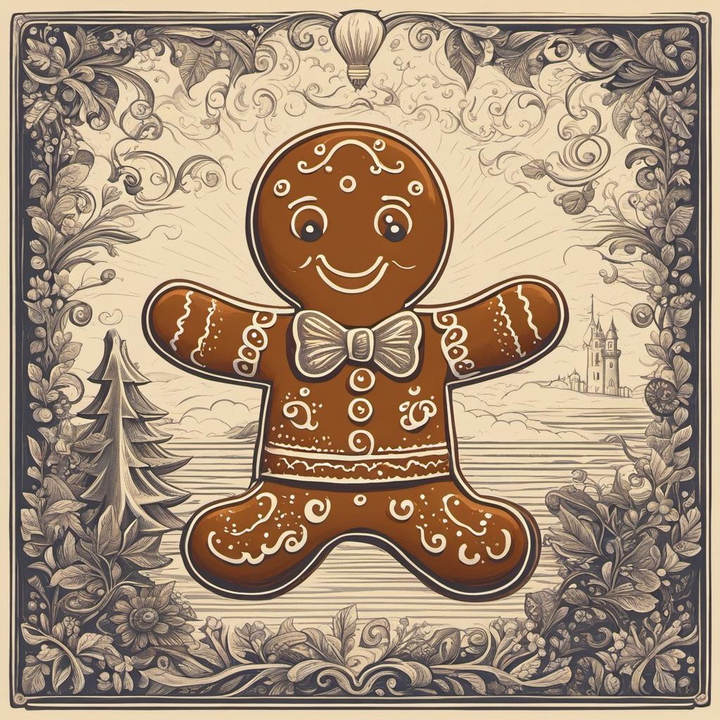 [Style of vintage illustration] A book cover designed in the form of a gingerbread man