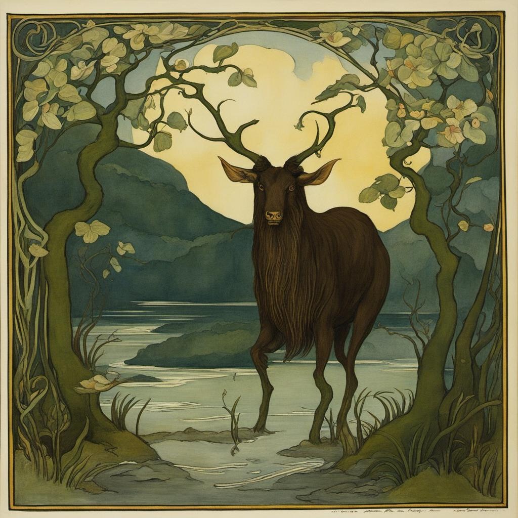 [Painting, Art Nouveau] Leanan sídhe, Irish folklore creature by  author William Butler Yeats, 19th century