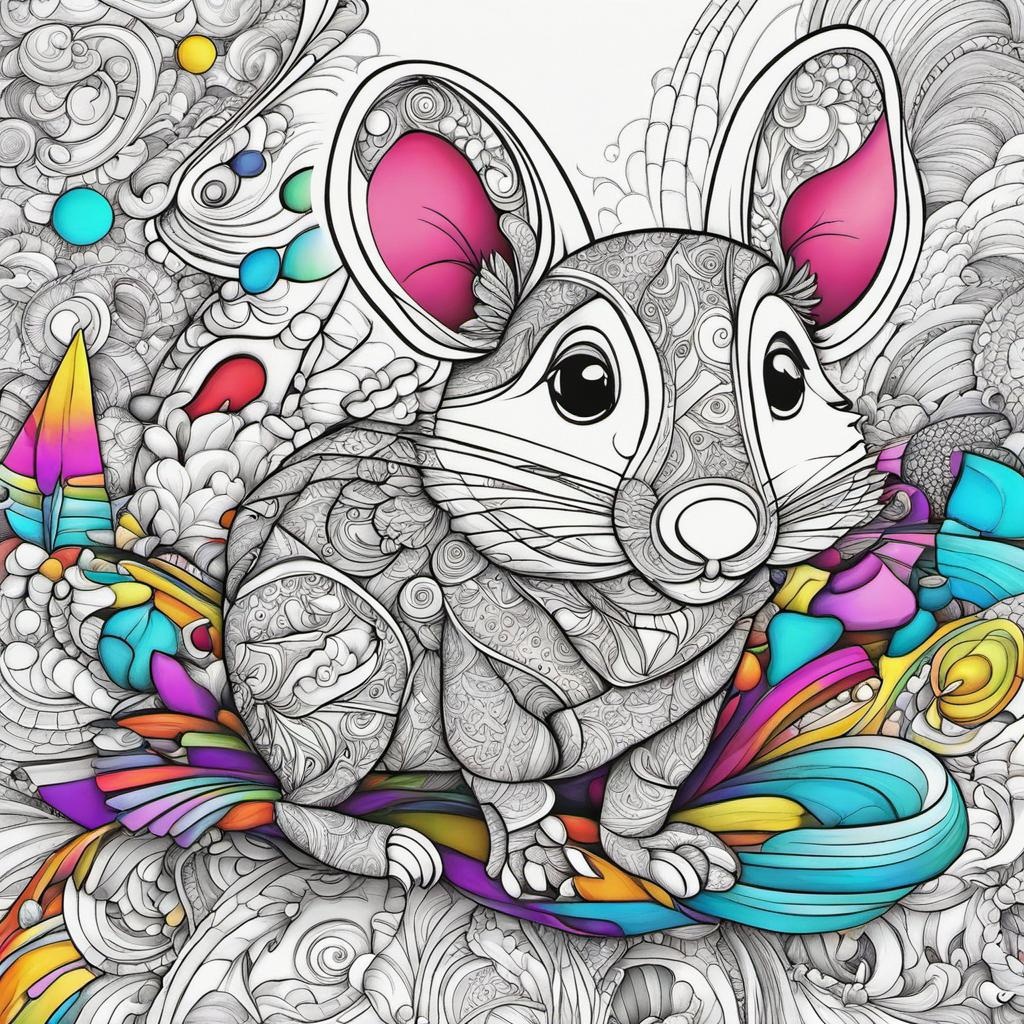 [Style of (coloring page:1.6), line art, thin black lines, vector illustration, (white background:1.2)] little Christmas mouse, abstract vector fractal, wave function, Zentangle, 3d shading graffiti art, splash art, street art, spray paint, oil gouache melting, acrylic, high contrast, colorful polychromatic,