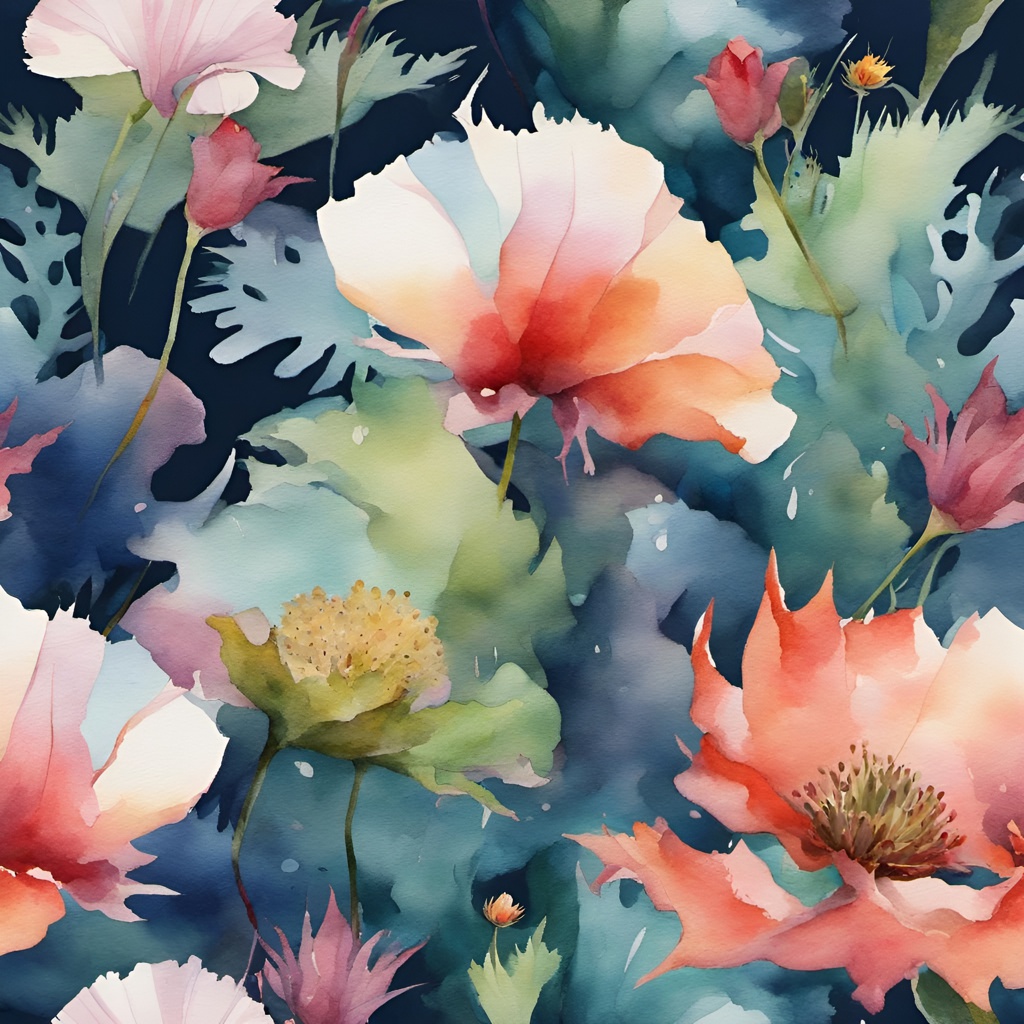 [Watercolor painting style, masterpiece] deep ocean carnivore flowers