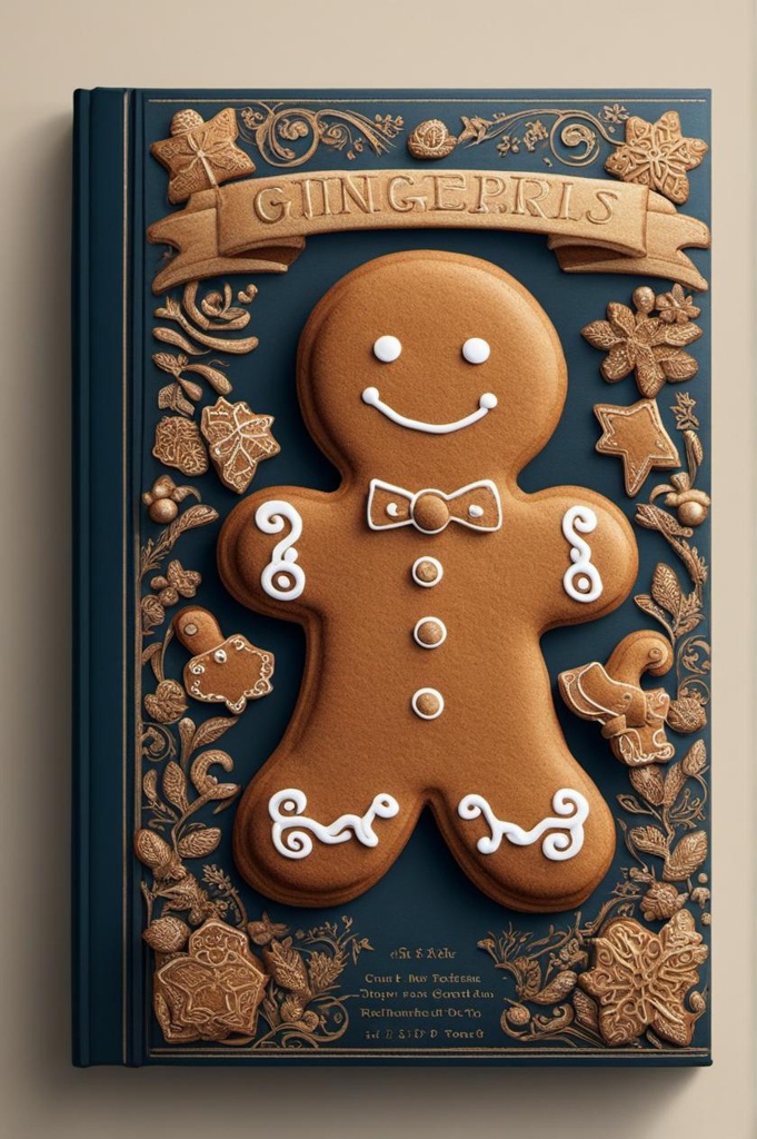 A book cover designed in the form of a gingerbread man