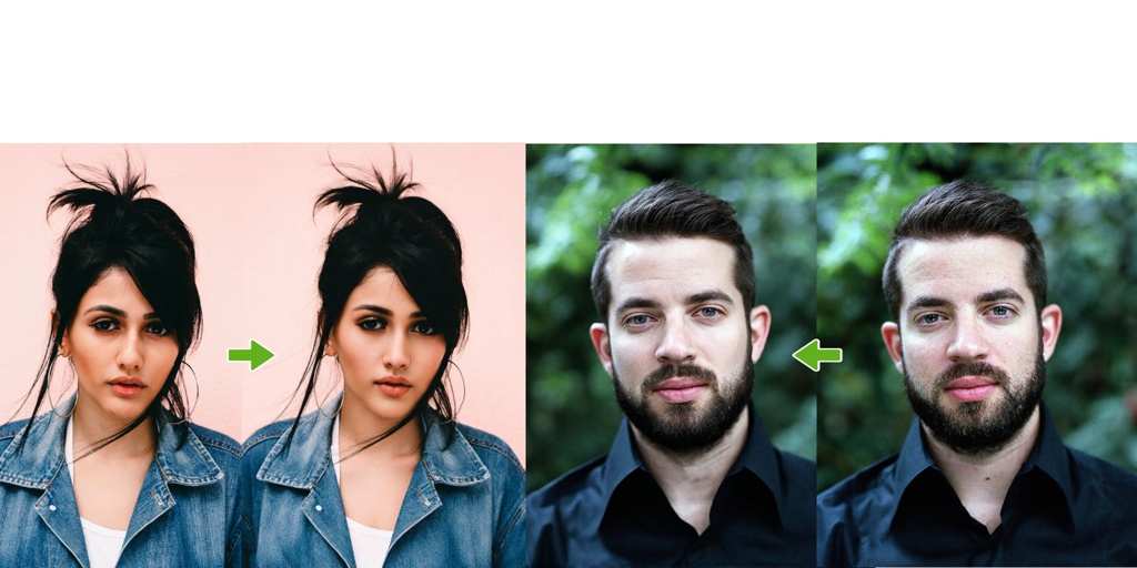 [Photography, raw, movie shot] A beautiful young girl; [Photography, raw, movie shot] a handsome young man, portrait, beard; young man, portrait, beard; green, arrow, right; green, arrow, right