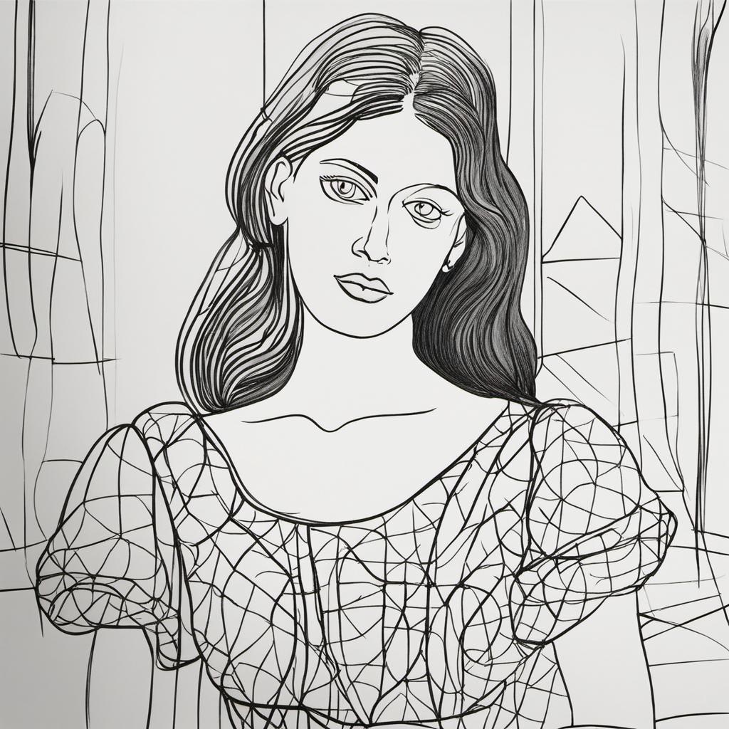 [one line drawing, by Picasso] a beautiful girl