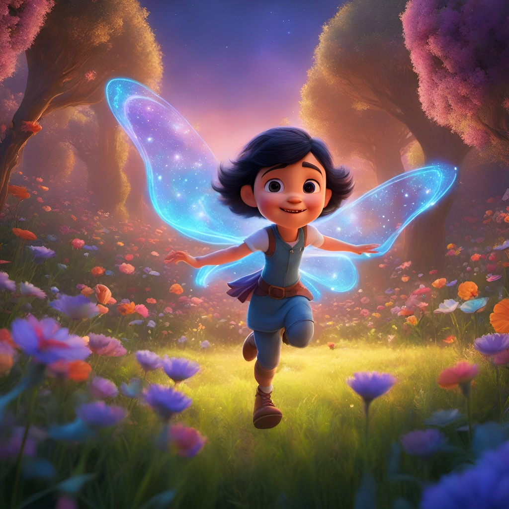 [Pixar style, Disney] An infinite canvas full of AI magic✨, with a flying fairy spreading pixie dust