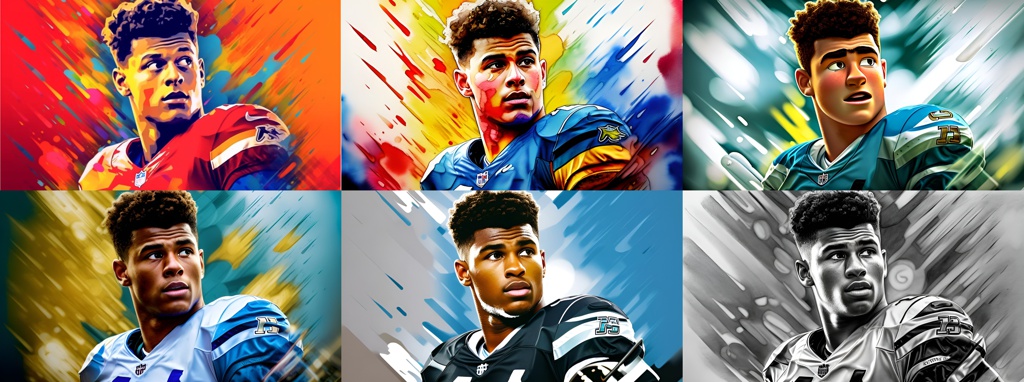 Photorealistic, movie shot. a young football player; [Watercolor painting style, masterpiece] a young football player; [flat vector design of a logo, app icon, minimalism] a young football player; [Cartoon, Pixar style] a young football player; [Style of sketch drawing] a young football player