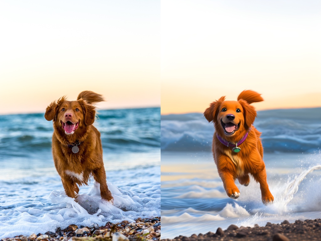 Nova Scotia Duck Tolling Retriever for PuppyHero.com:
https://puppyhero.com/breed/nova-scotia-duck-tolling-retriever; [Pixar style, Disney, 3D, cartoon character] A running dog, retriever