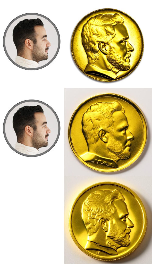 a beautiful Golden coin with a person's side face embossed, golden coin, round shape; a beautiful Golden coin with a person's side face embossed, golden coin, round shape; a beautiful Golden coin with a person's side face embossed, golden coin, round shape