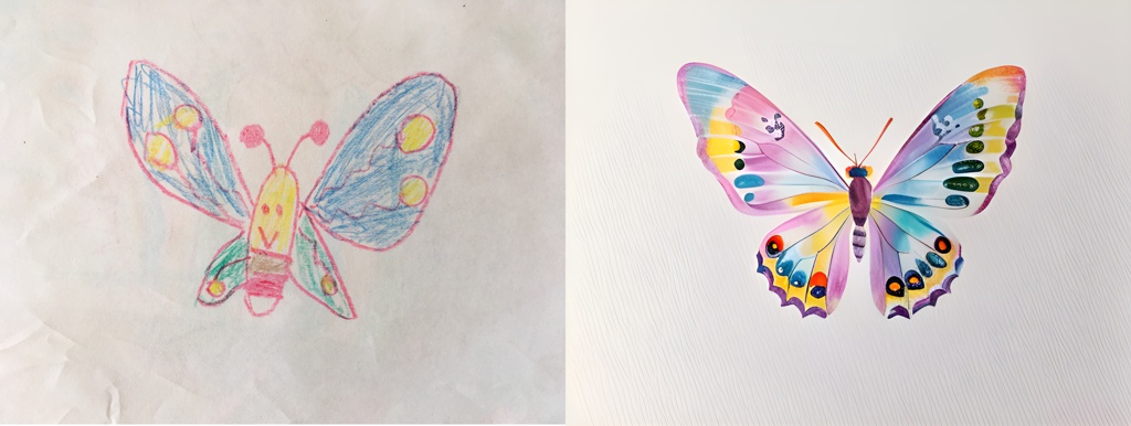 [Style of children's book illustration, strybk] A butterfly character