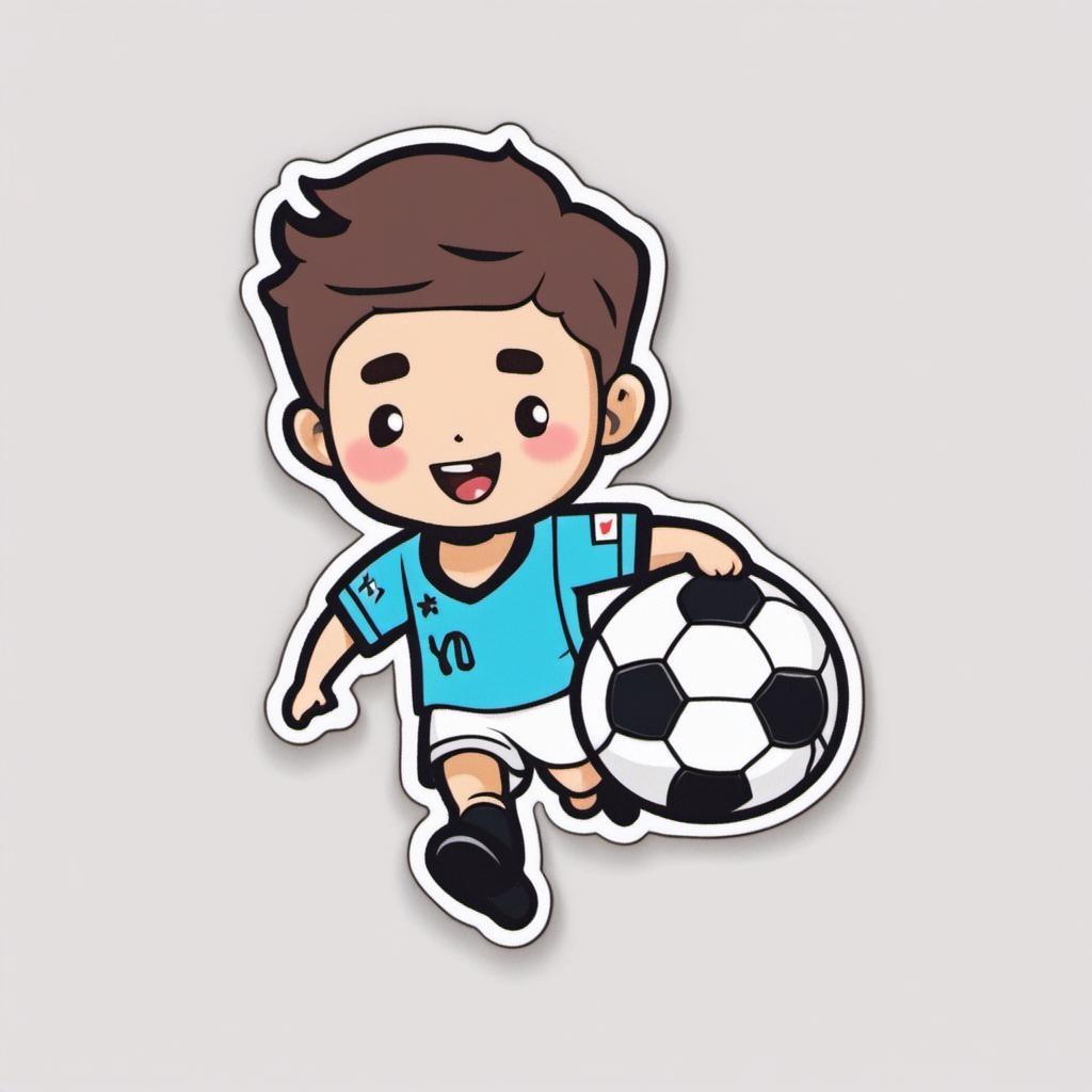 [Die-cut sticker, Cute kawaii sticker, white background, illustration minimalism, vector, pastel colors] soccer player