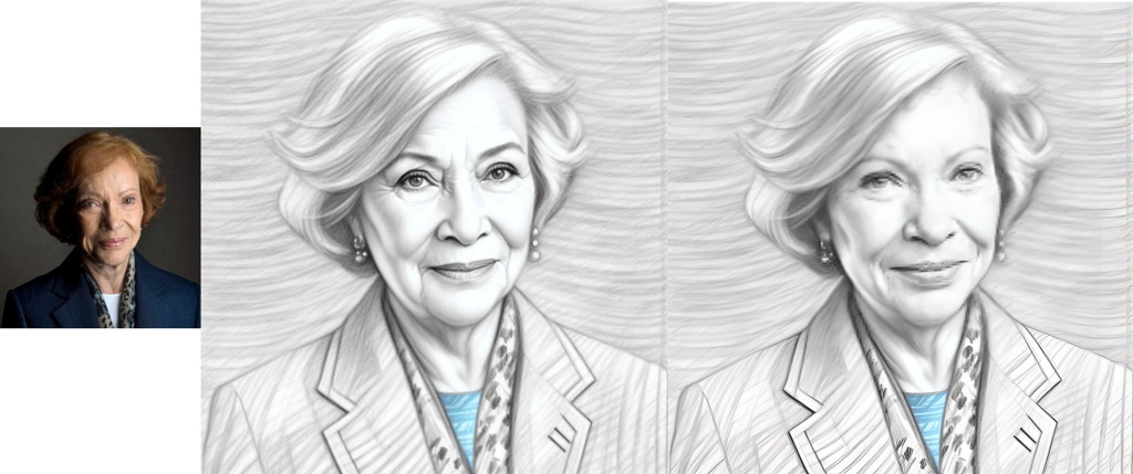 [Style of (sketch drawing:1.5), character sketch] former first lady, 60-yo; file://first-lady-sketch-face.jpg