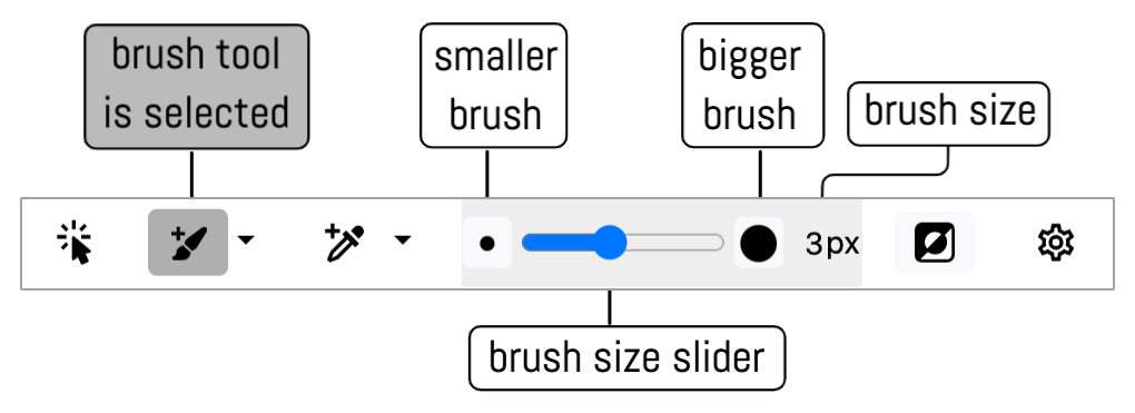annoated brush selection tool