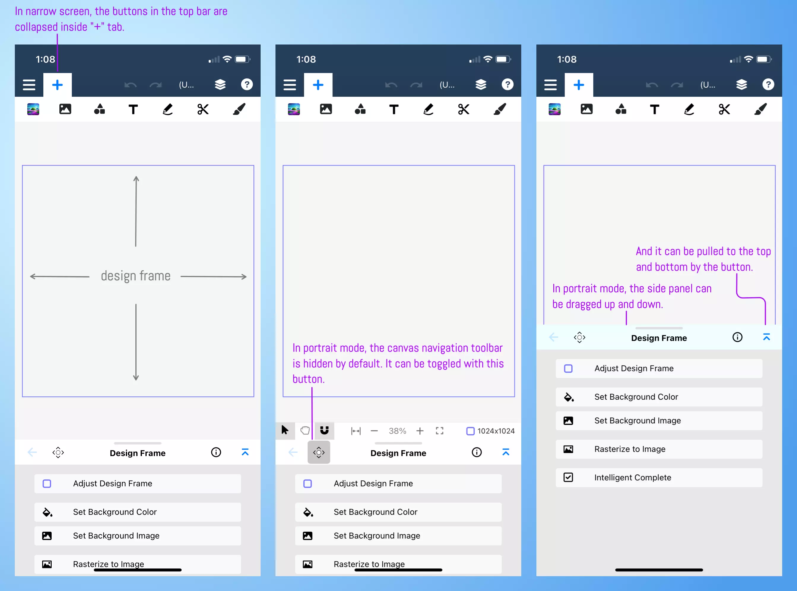 annotated GUI in portrait layout